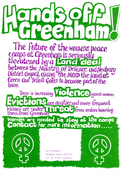 Hands off Greenham. A4 poster 1983. In the files of Holger Terp.