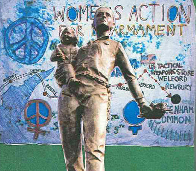 The Greenham March Statue by Anton Agous of Malta in Cardiff