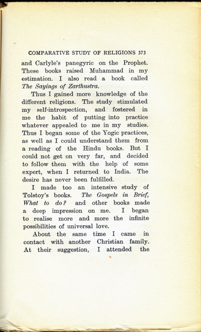 Page sample from the first edition of The Story of Gandhi's My Experiments with Truth