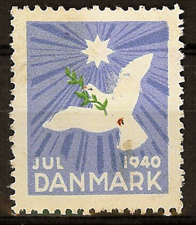Danish Christmas stamp 1940 with peace dove.